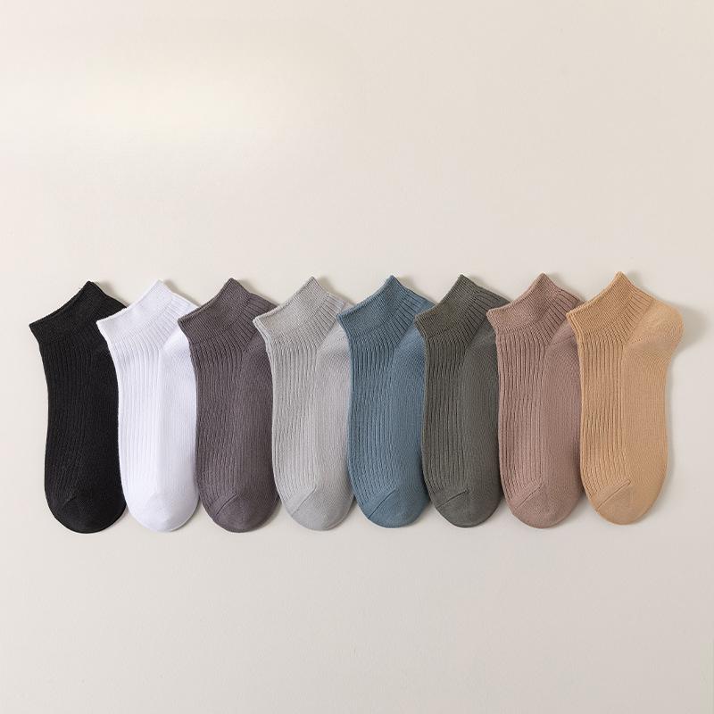 Men's Spring and Summer Short Socks, Vertical Cotton Socks, Combed Cotton Antibacterial Men's Short Socks