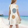 Girls Round Neck Short Sleeve Abstract Floral Printed A Line Flared Dress