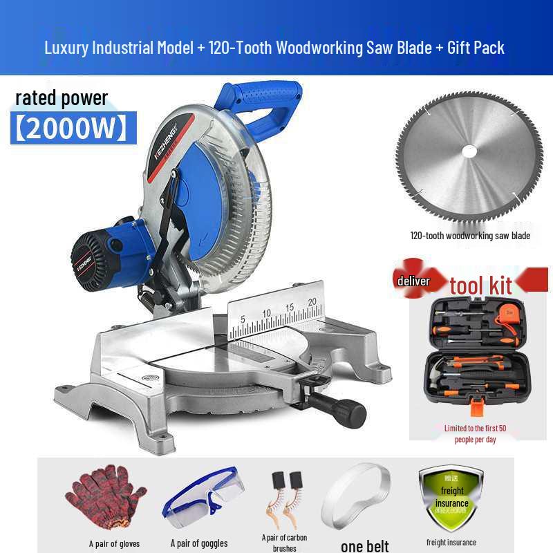 10-12 inch High-Density Aluminum Alloy Miter Saw, 45-Degree Multi-functional Cutting for Wood and Aluminum Materials.