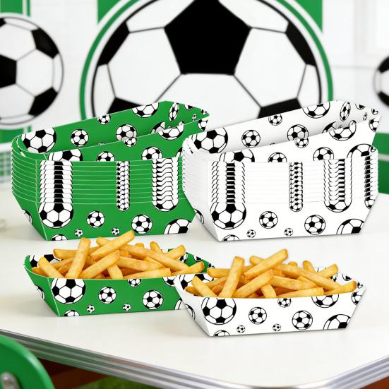 12Pcs Paper Snack Box for French Fries Fried Chicken Popcorn Snacks, Football Theme Foldable Food Containers, Oil-Proof Waterproof Foldable Snack