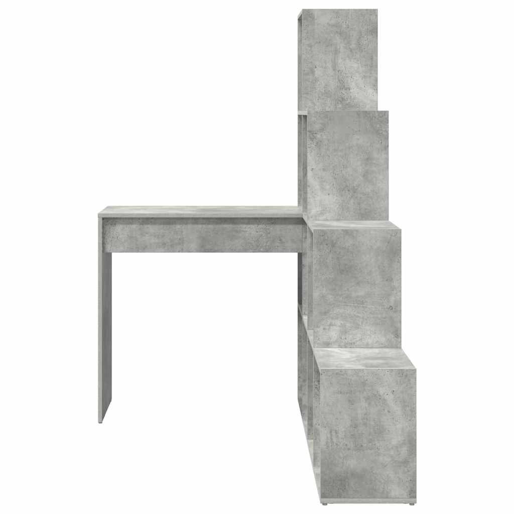 L shaped Desk with Shelf Concrete Grey 101.5 x 149.5 x 149.5 cm