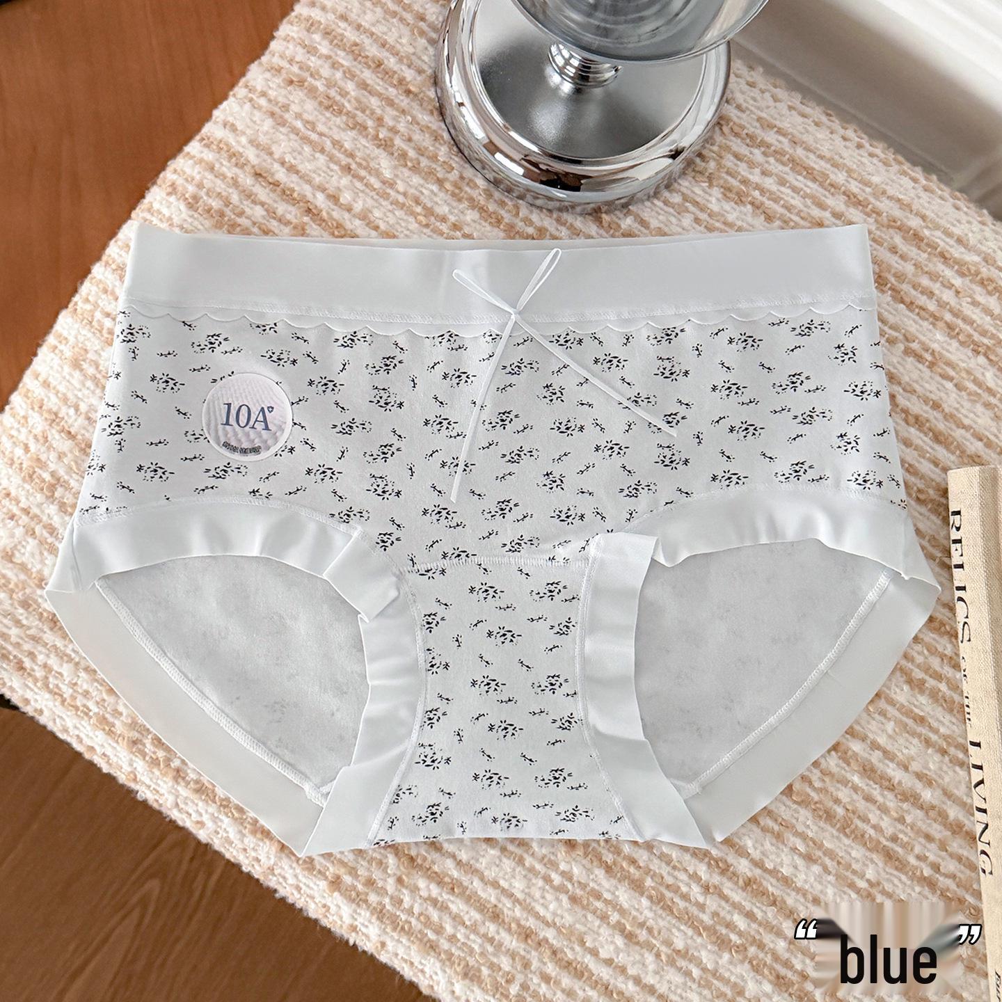 

Антибактериальные женские хлопковые трусы со средней посадкой и цветочным принтом: Приятный к коже и дышащий XL 115-130 jin синий