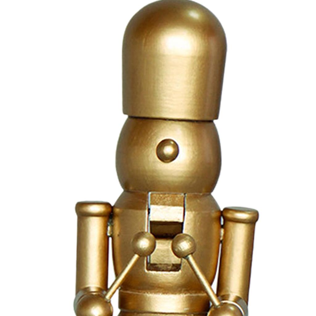 Golden Wooden Nutcracker Drumming Puppet Christmas Figures Toy Birthday Gift Traditional Handmade