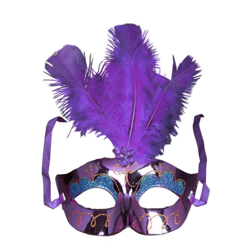 

Costume Lady Mask Feather Sexy Halloween Mask Masquerade Half Face Mask Sexy Carnivals Mask Ball-Party Performance Mask 1 фіолетовий
