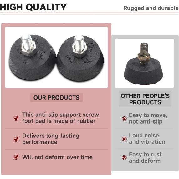 for Peloton Exercise Bike Non-Slip Fixed Support Pads Bicycle Rubber Swivel Foot Pads Upgraded Stainless Steel 3/8 Inch Leveling Screws Non-Slip