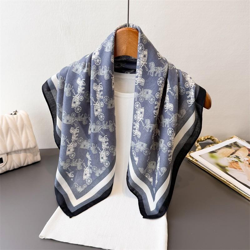 New cotton and linen small square scarf women's autumn and winter Korean version versatile cashew nut small scarf decorative belt neck protection warm