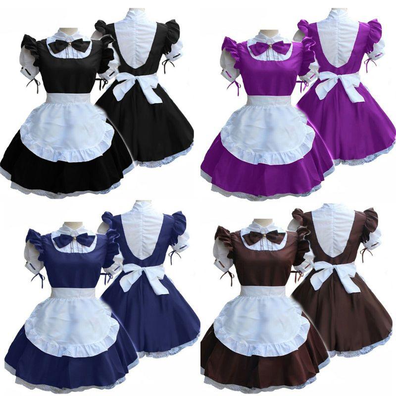 Damen Kurzarm Retro Dienstmädchenkleid mit süßem Puppenkragen und Prinzessinnen-Ästhetik