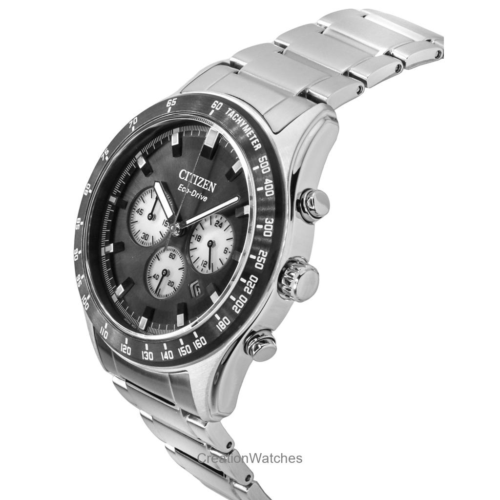 Citizen Eco-Drive Chronograph Stainless Steel Black Dial CA4674-58E 100M Men's Watch