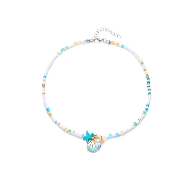 

Bohemian Styles Shell Necklace Fashion Statement Necklace Beads Necklace Alloy Texture Suitable for Fashion Ladies Woman