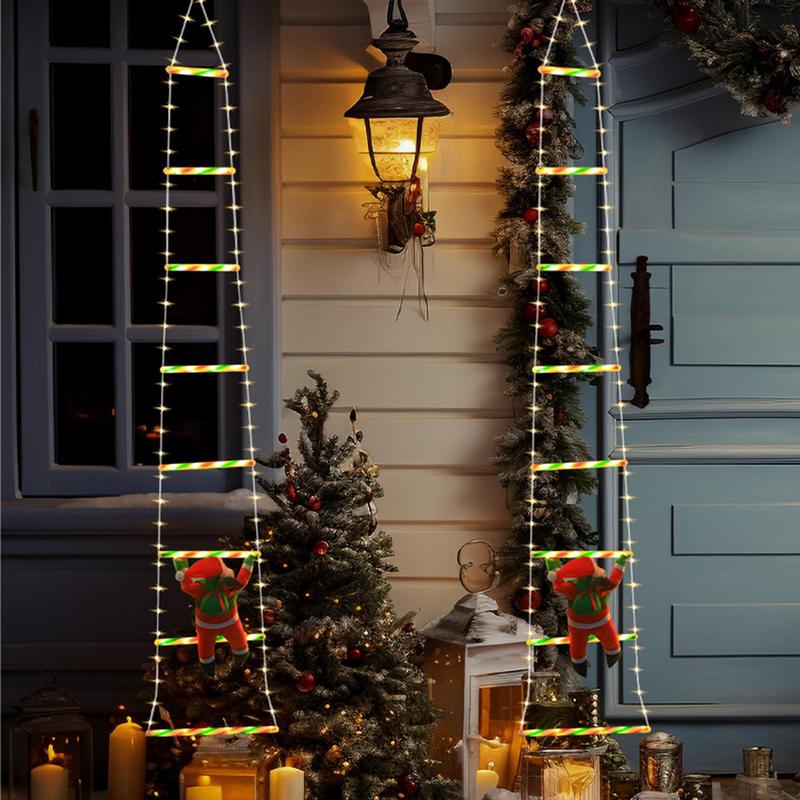 Christmas Outdoor Light Decor LED Climbing Santa Claus Christmas Ladder Lights Detachable Ladder Tree Light String Lights