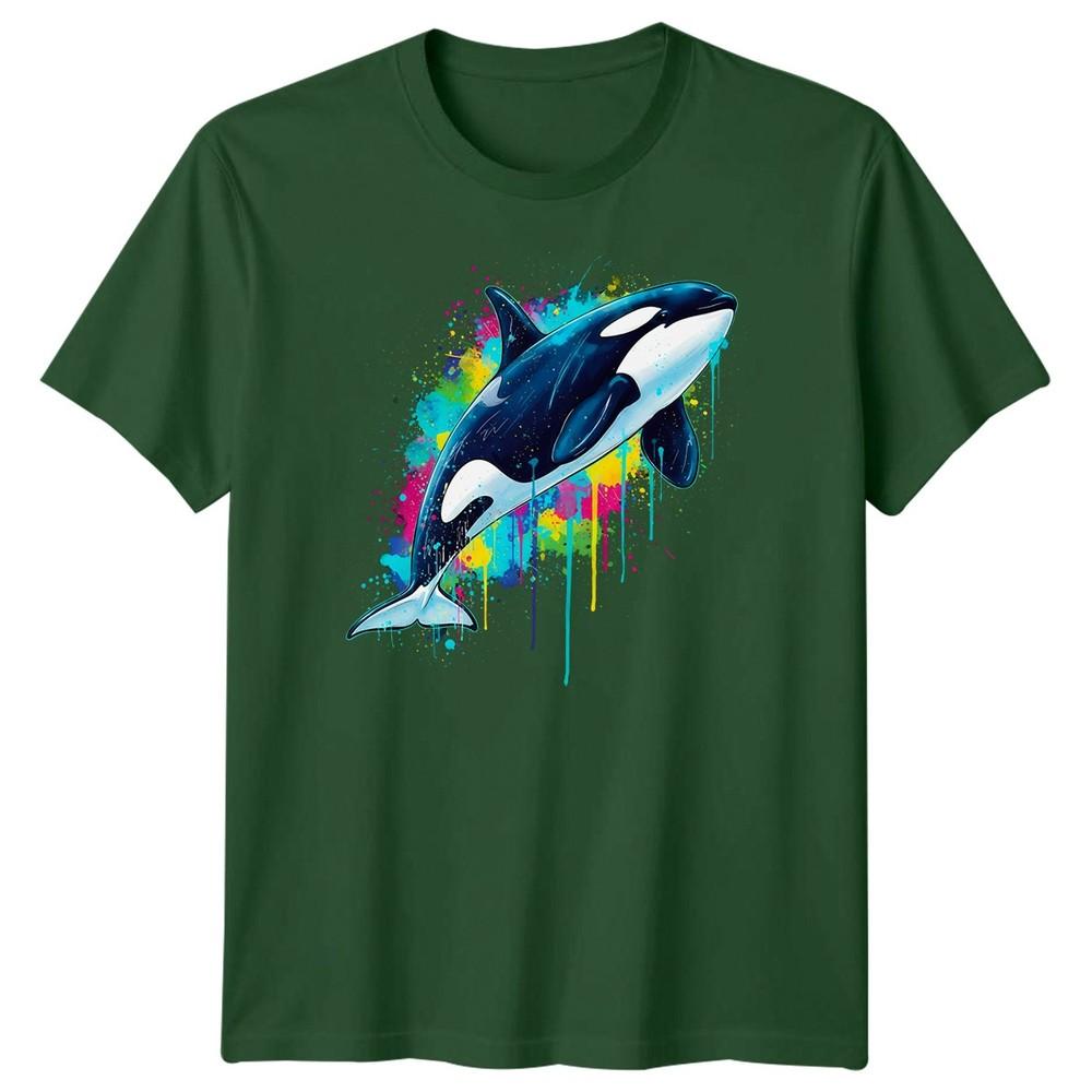 Orca Marine Animal Unisexs Tshirt Vibrant Splash Art