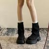 Thick-soled heightening Maillard British style Martin boots women's autumn new stacking boots tube boots short boots