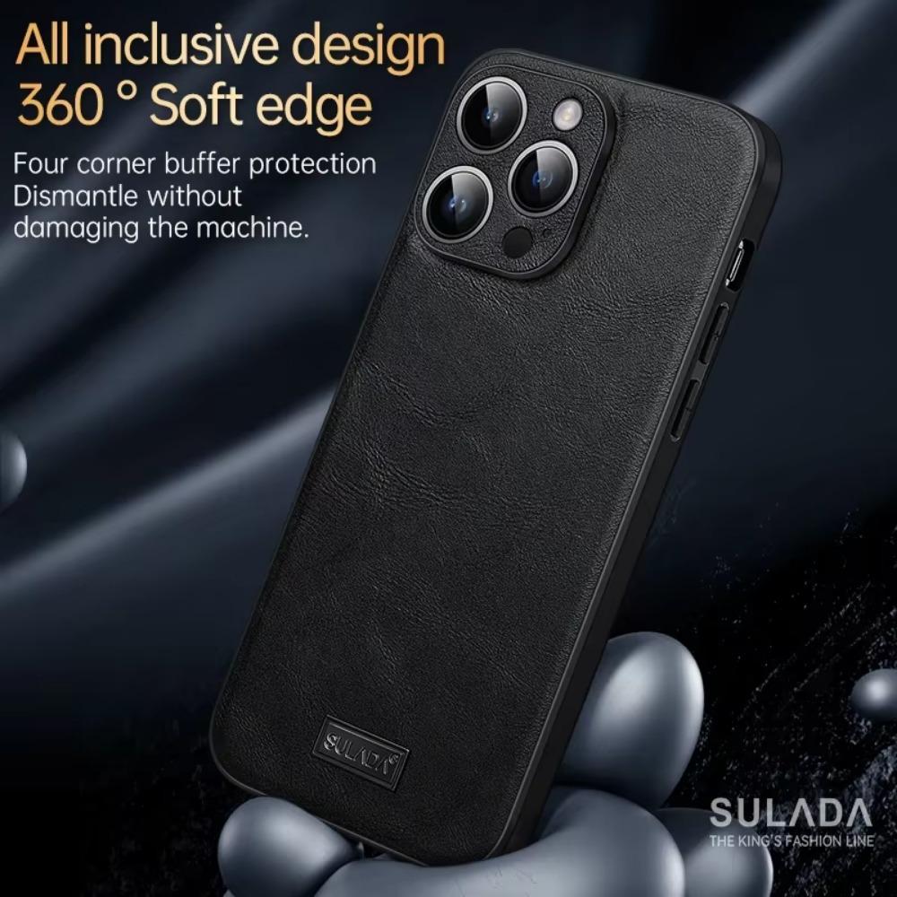 Business Sle Bla High Quality Leather Soft Phone Case for IPhone 17 Pro Max Air 16 E 15 Solid Color Shockproof Protective Cover