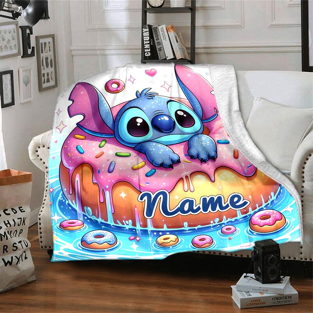 Custom Name Lilo & Stitch Floral Adventure blanket for Couch & Bed, Plush Cozy Fuzzy Blanket Super Soft & Warm Blankets for Fall and Winter. 0908407