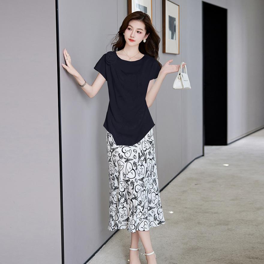 

Костюм в стиле фан-моды Muse, юбка, летний новый топ с неровным краем, темпераментное платье на бретелях, комплект из двух предметов XL чёрный