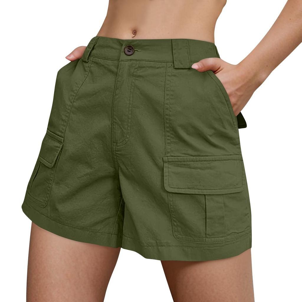 Bermuda Shorts For Women Cargo Shorts Elastic Waist Long Shorts For Summer Casual