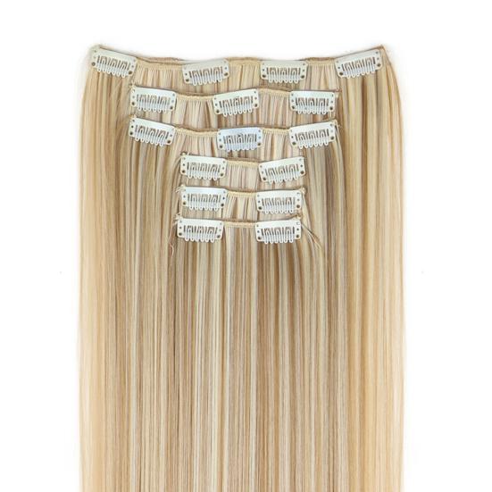 Women Clip-in Hair Extension Heat Resistant Fluffy Lightweight Invisible Natural Looking Thick Long Straight Synthetic Hairpiece