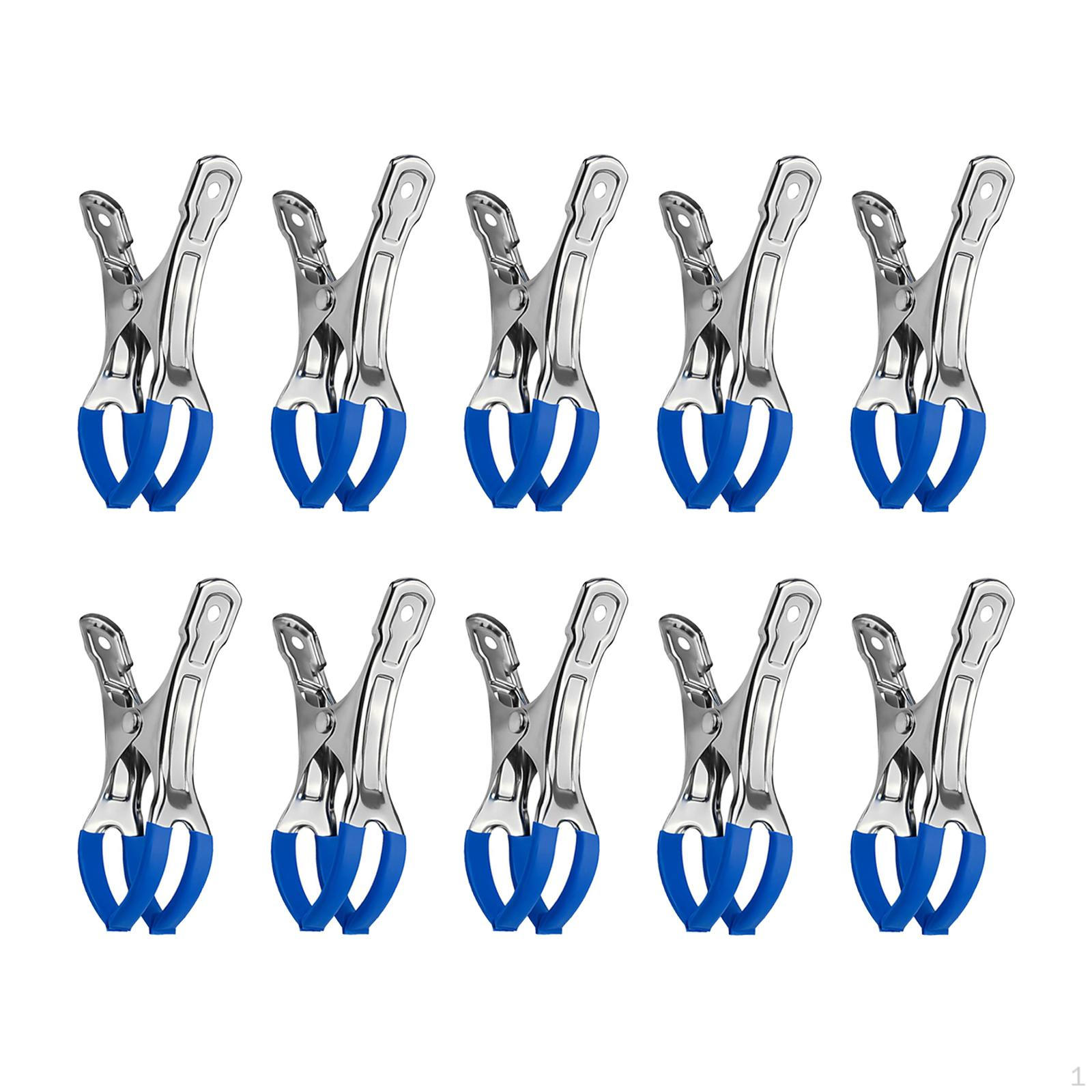 

10 Pack Pool Cover Clips, Beach Towel Multi-Purpose Stainless Steel Clips for синий