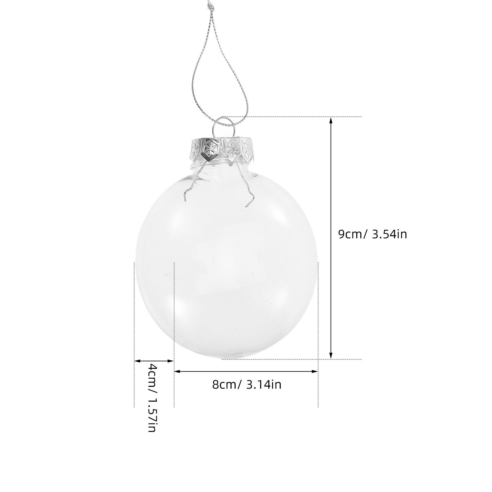 6Pcs Clear Flat Christmas Ball Ornaments Pet Fillable Hanging Decoration Xmas Tree DIY Craft Fillable Bauble Christmas Ornament other
