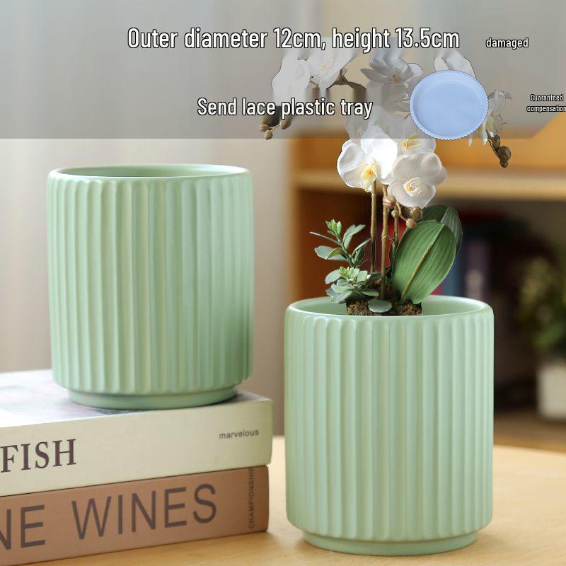 Nordic Style White Ceramic Succulent Pot with Four Compartments