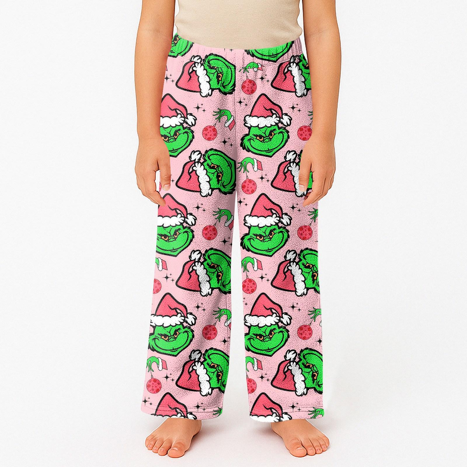 

Детские пижамные брюки с принтом, мягкие, удобные, детские зимние пижамные брюки 150