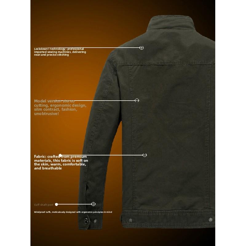 2026 Spring Men's Cotton Military Jacket Plus Size Casual Work Jacket