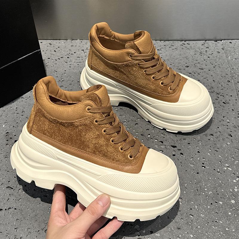 High Top Women's Shoes 2026 New Model with Sponge Heel Thick Sole Versatile and Plush Warm Casual Shoes for Women