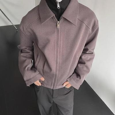 Korean-Style Men's Autumn/Winter Casual Loose Short Coat with Wide Lapel