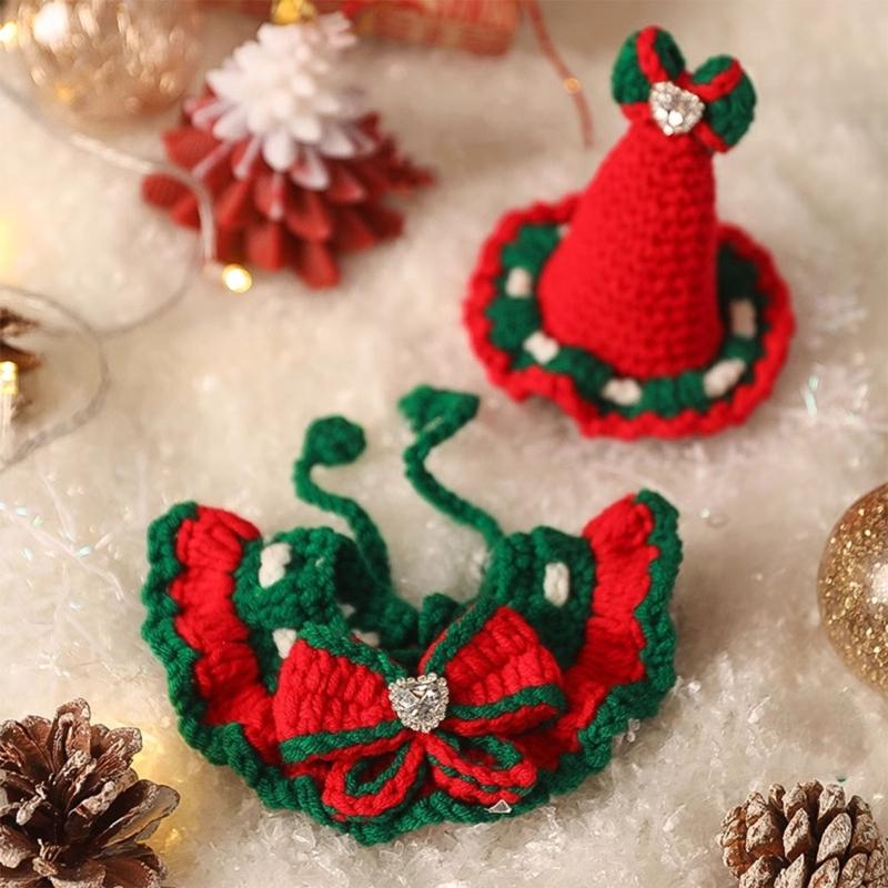 Warm Christmas Pet Scarf For Dogs And Cats Comfortable Warm Winter Neck Wrap With Holiday Design Reversible Pet Scarf