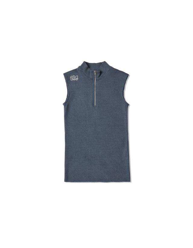Baekssi Half Zip-Up Sleeveless_Blue Free