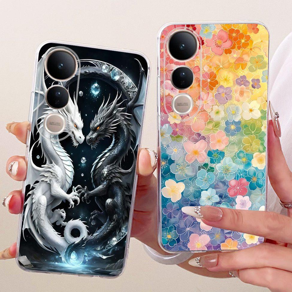 Clear Casing For Vivo V2440 Cover For Vivo V50 Lite 5G Case Cute Cat Fashion Butterfly 2D Painted Soft TPU