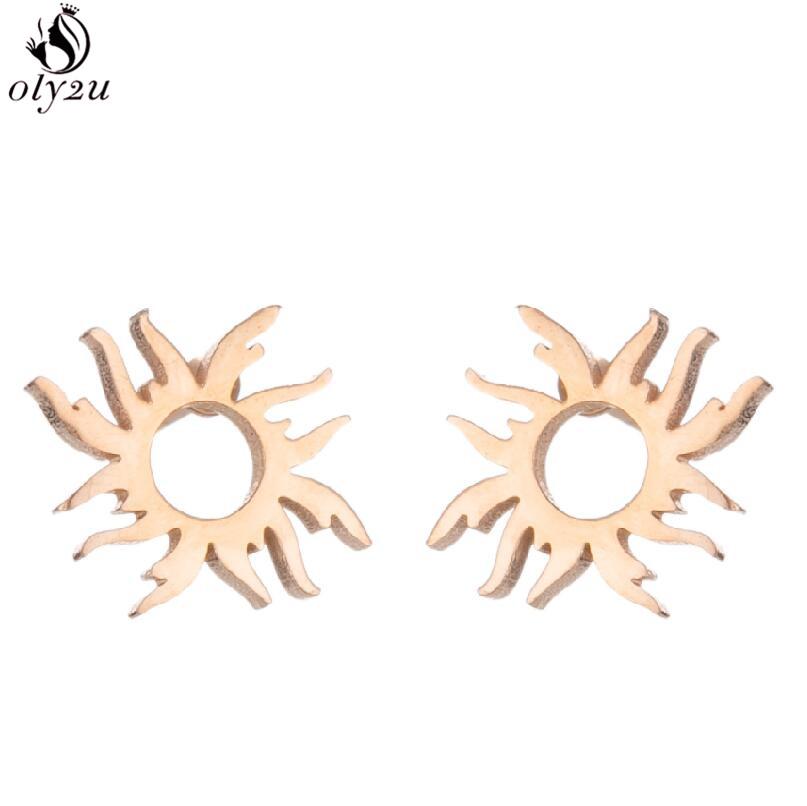 Punk Stainless Steel Lightning Earring for Women Sun Piercing Jewelry Cool Girls Personality Earrings Gifts Accessories
