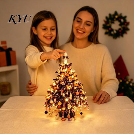Handgefertigte Feiertagsdekoration DIY Mini-Tisch-Weihnachtsbaum-Set mit Perlen, Kristallperlen-Weihnachtsbastel-Ornament-Herstellungsset, Schreibtisch für Regal Kaminsims Dekor,