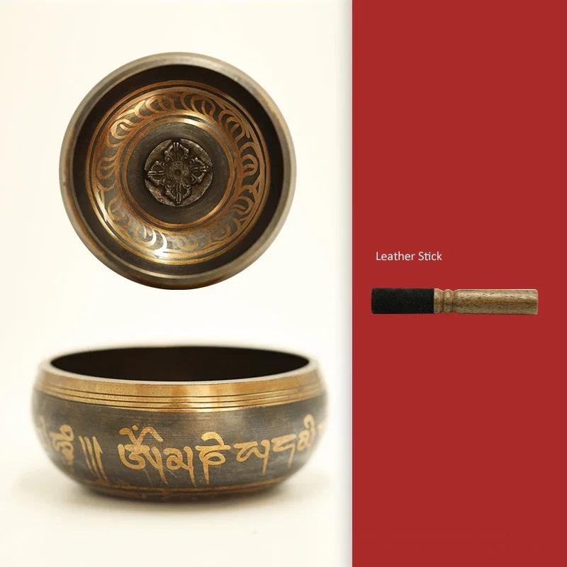 Nepal Tibetan Singing Bowl,Sound Buddhism Nepalese Buddhist Tibet Copper Bowls for Yoga Meditation, Sound Bowl Music Therapy