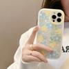 Cute Oil Painting Blue Flower Phone Case for iPhone Aesthetic Floral Strawberry Shockproof Cover, Soft Silicone Protective Case for Women Girls