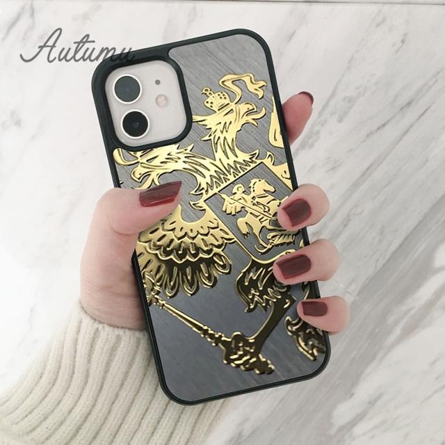 Russia Coat Of Arms Double Headed Eagle Phone Case for iPhone 11 12 13 14 Pro Max Mini XR XS SE 2020 6S 7 8 Plus Galaxy S21 S22