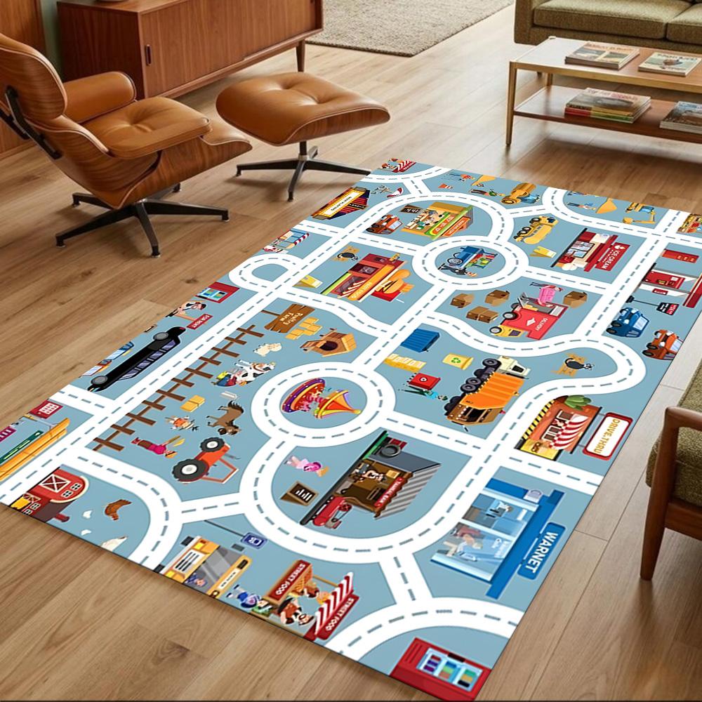 City Adventure Playground Non-Slip Home Carpet Design for Office Decor Living Room Bedroom Gift