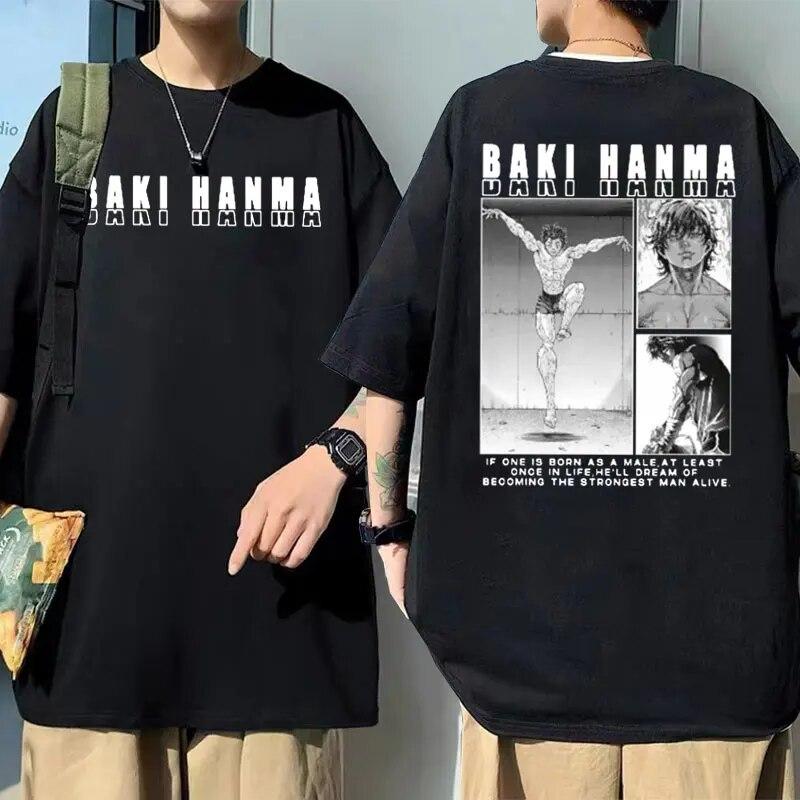 

Аниме Baki The Grappler футболка с коротким рукавом унисекс Повседневная футболка большого размера для спортзала унисекс женские футболки с графическим принтом Hanma Yujiro