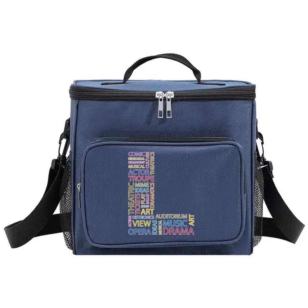 Insulated Bags Portable Shoulder Lunch Bag Waterproof Cooler Box Thermal Organizer Handbag for Men and Women Text Letter Pattern