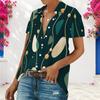 Women Casual V Neck Short Sleeve Button Shirt Luxury Rhinestone Floral Print Loose Plus Size Daily Summer Blouse Tops