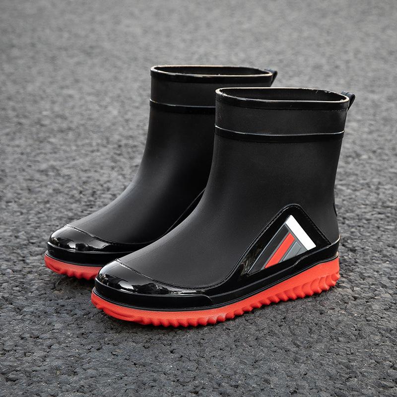 Men's Rain Shoes Fashion Waterproof Shoes Anti-slip Rain Boots Rubber Shoes Short Casual Slippers Kitchen