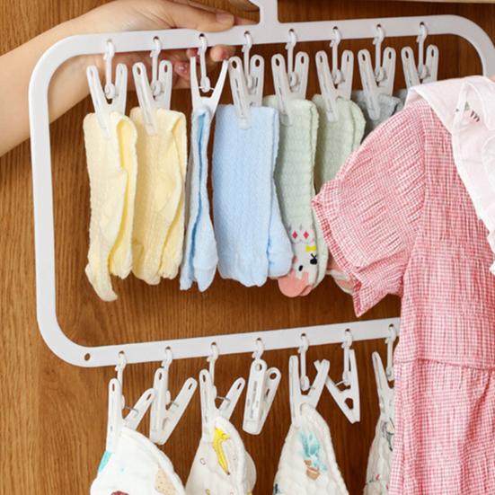 Socken-Trockengestell mit winddichten Klammern, stark belastbar, tragbar, platzsparend, Socken-Unterwäsche-Hakenaufhänger