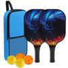 Carbon Fiber Pickleball Paddle Set With Blue Carry Bag 2 Paddles 4 Balls Outdoor Recreational Sport Equipment