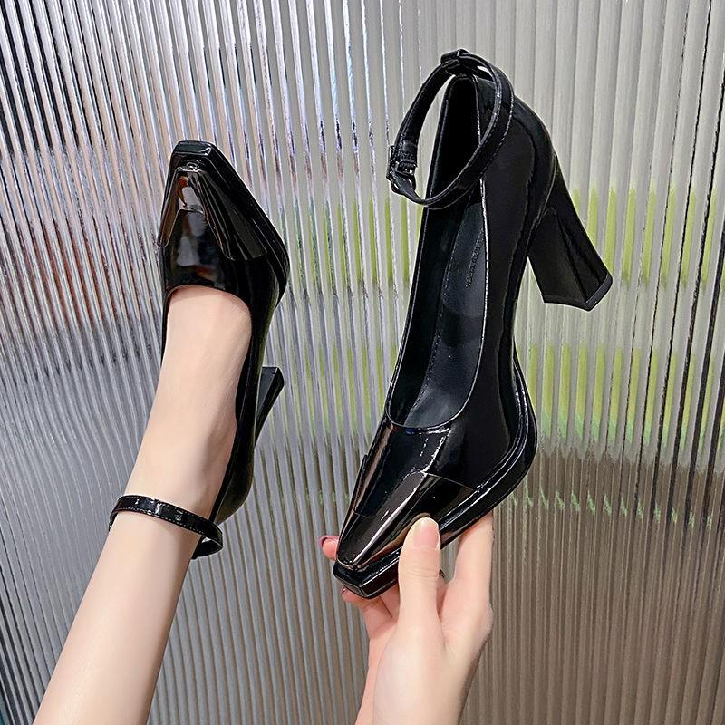 Fashion Metallic Pointed-toe High Heels Autumn New Shallow-mouthed One-band Anti-slip Wear-resistant Single Shoes