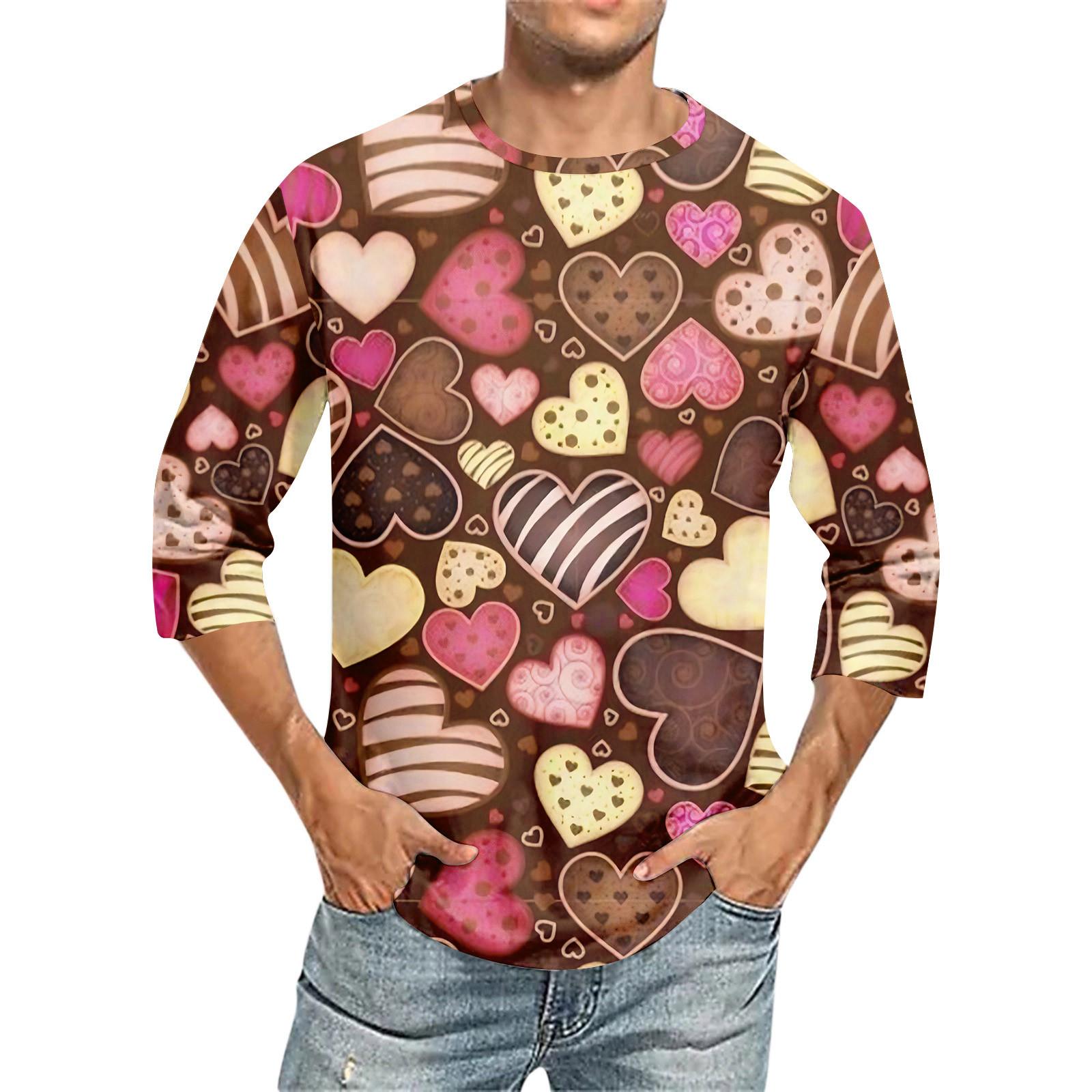 

Мужская футболка с круглым вырезом и рукавом семь четвертей, мужская повседневная свободная футболка с рукавом семь четвертей L темно-фиолетового