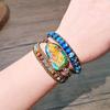 Bohemian Style Natural Imperial Stone, Five-layer Woven Bracelet, Creative Faux Leather Wristband, Suitable for Everyday Wear by Both Men and Women.