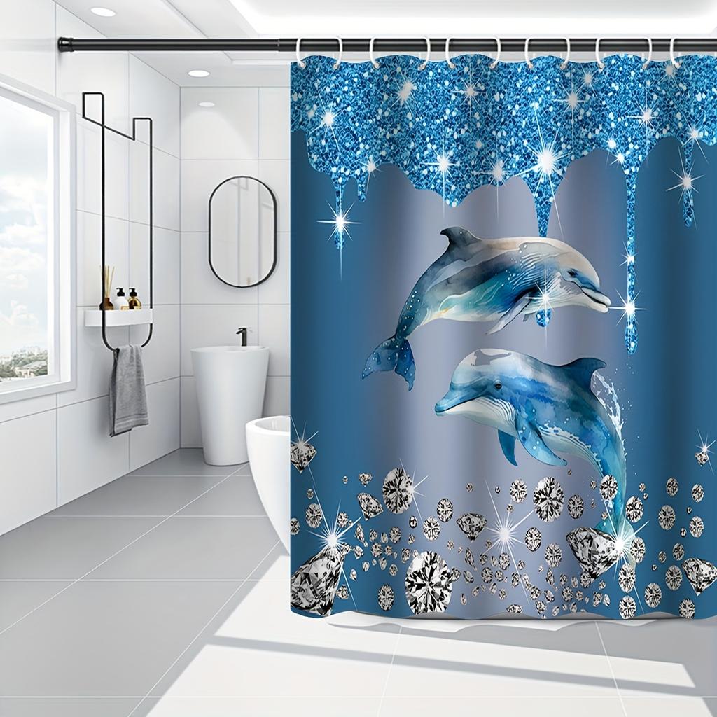 Diverse Style Shower Curtain With Hooks Waterproof Easy Install Washable For Home Hotel Apartment Bathroom
