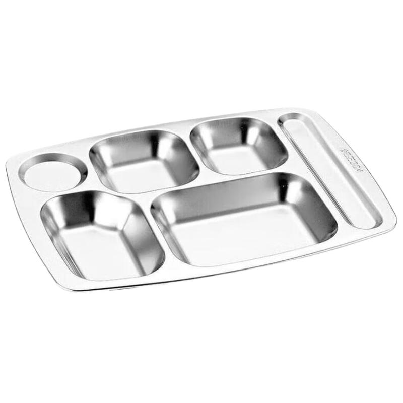 Huihuang 304 Stainless Steel Large 6-Compartment Meal Tray Set
