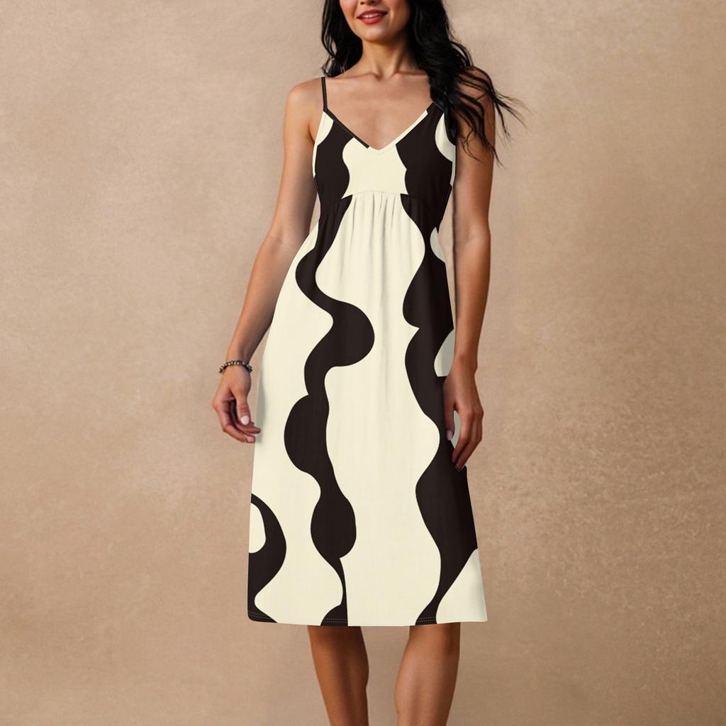 Women's Spaghetti Strap Backless Bow Loose Casual Beach Holiday Dress Sundress