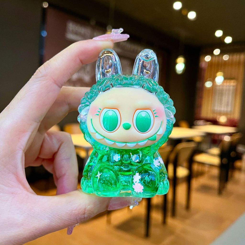 Kurutulmuş Çiçekler, Yanıp Sönen Renkli Boncuklar ve Yağ Şişesi ile Mengmeng Tavşan Hareketli Kum Süsleri - Sevimli Tahıl Aksesuarları ve Douyin'de Trend Oyuncaklar.